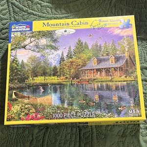 White Mountain Mountain Cabin Puzzle - Vibrant Nature Scene